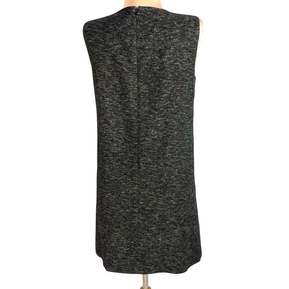 Theory Tweed Shift Dress Size 8 Charcoal Marled Virgin Wool Blend Neutral Muted - Picture 5 of 9